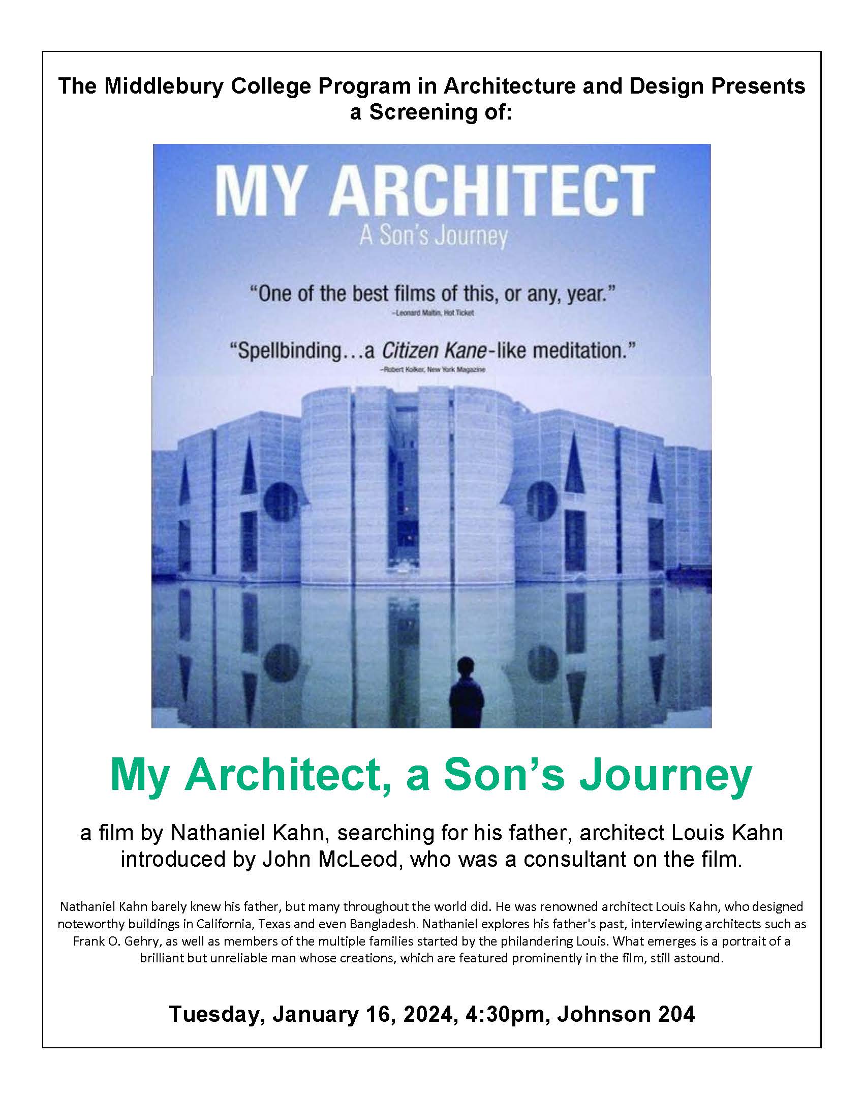 Architecture and Design Presents a Screening of My Architect- A